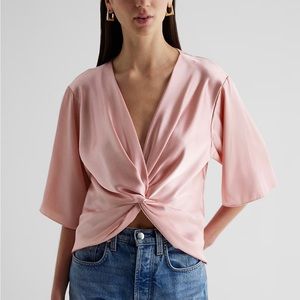 NWT EXPRESS Satin V-Neck Twist Front Top